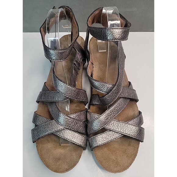 Dansko Veruca Strappy Wedge Sandal Graphite Leather Women's US 10.5-11 EU 41 - Picture 3 of 13